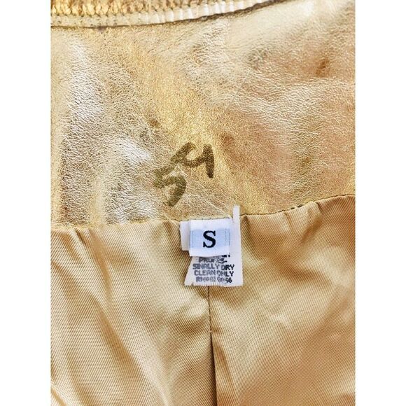 Vintage 1970's Metallic Gold Genuine Lambskin Leather Jacket Women's Size Small - Picture 8 of 9